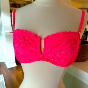 Victoria’s Secret neon pink coral lace balconette bra 34D